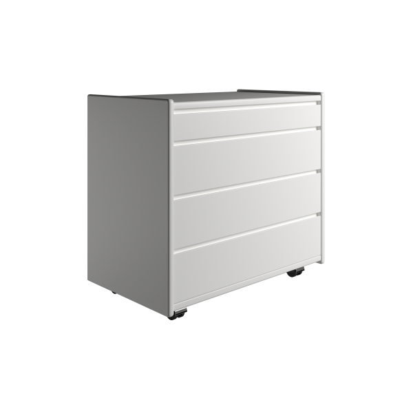 Krone kommode 80 cm bred med 4 skuffer- hvid - Dansk produceret.