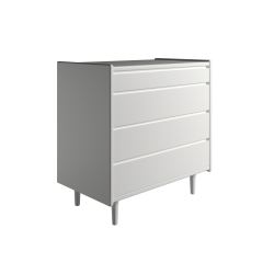 Krone kommode 80 cm bred med 4 skuffer- hvid - Dansk produceret.