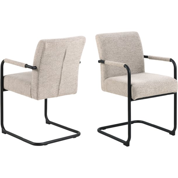 Sille spisebordsstol med armln og beige mbelstof