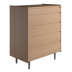 Krone 80 cm bred kommode med 5 skuffer i bgefiner - Dansk produceret.