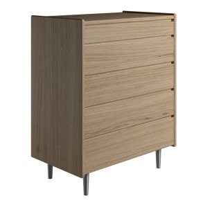 Krone 80 cm bred kommode med 5 skuffer i olieret egefiner - Dansk produceret.