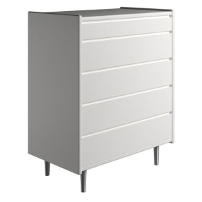 Krone 80 cm bred kommode med 5 skuffer hvidlakeret - Dansk produceret.