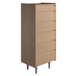 Krone kommode 50 cm bred med 6 skuffer i olieret egefiner - Dansk produceret.