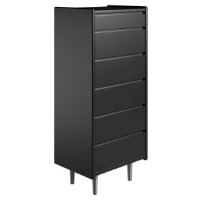 Krone kommode 50 cm bred med 6 skuffer sort lakeret - Dansk produceret.