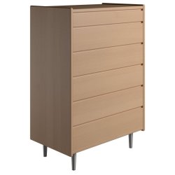 Krone 80 cm bred kommode med 6 skuffer i bgefiner - Dansk produceret.