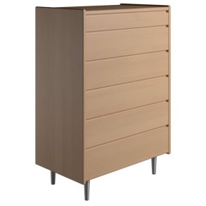 Krone 80 cm bred kommode med 6 skuffer i bgefiner - Dansk produceret.