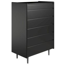 Krone 80 cm bred kommode med 6 skuffer sort lakeret - Dansk produceret.