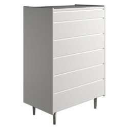 Krone 80 cm bred kommode med 6 skuffer hvid lakeret - Dansk produceret.