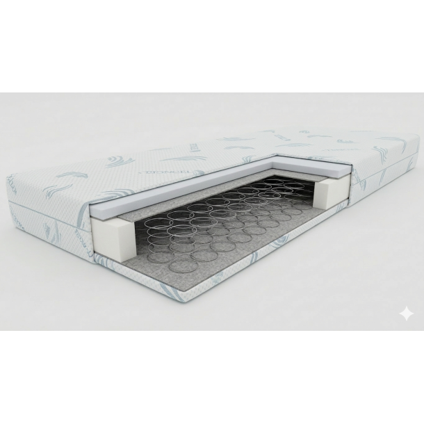 K�jeseng 90 x 200 cm inkl. lamelbunde og 2 ergonomiske springmadrasser