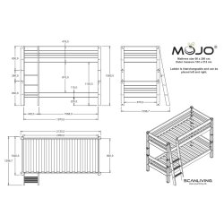 Kjeseng 90 x 200 cm, hvid, delbar, skr stige, 25 rs garanti, Scanliving Premium