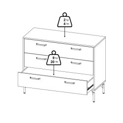  Cup kommode 98,7cm bred, matsort med 4 skuffer