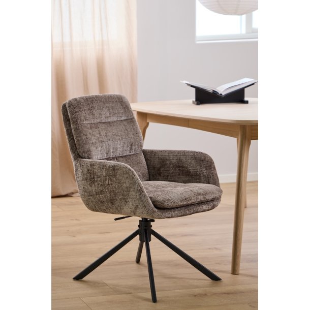 Spisebordsstol med arml�n, vippe funktion og drejefunktion, st�vet brun