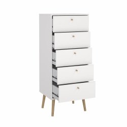 Esbjerg kommode 5 skuffer i hvid