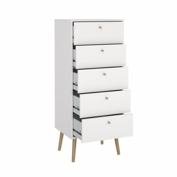 Esbjerg kommode 5 skuffer i hvid