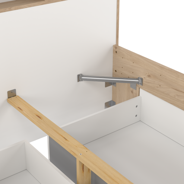 Estate dobbeltseng 140 x 190 cm i hvid egelook m hovedg�rde og opbevaring 