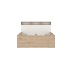 Estate dobbeltseng 140 x 190 cm i hvid egelook m hovedg�rde og opbevaring 