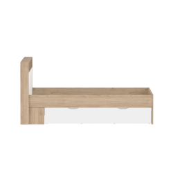 Estate dobbeltseng 140 x 190 cm i hvid egelook m hovedg�rde og opbevaring 