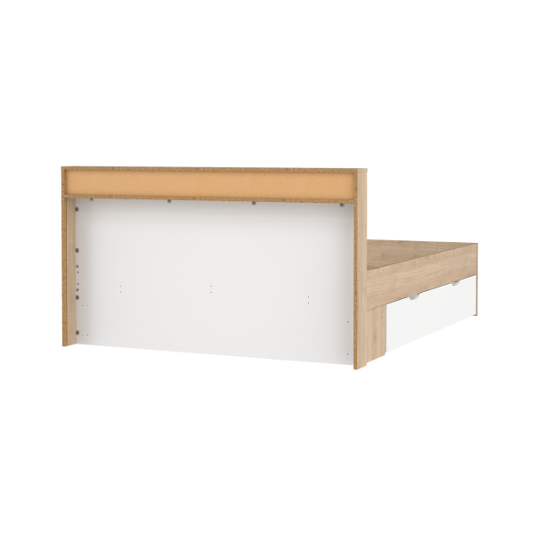 Estate dobbeltseng 160 x 200 cm i hvid egelook m hovedg�rde og opbevaring 