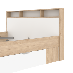 Estate dobbeltseng 160 x 200 cm i hvid egelook m hovedg�rde og opbevaring 