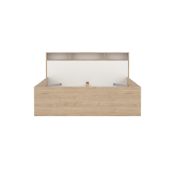 Estate dobbeltseng 160 x 200 cm i hvid egelook m hovedg�rde og opbevaring 