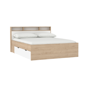 Estate dobbeltseng 160 x 200 cm i hvid egelook m hovedg�rde og opbevaring 