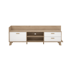Estate TV bord i hvid egelook 182 cm med 2 skuffer og 1 lge