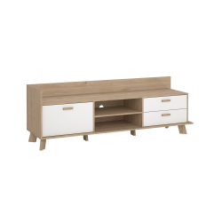 Estate TV bord i hvid egelook 182 cm med 2 skuffer og 1 lge