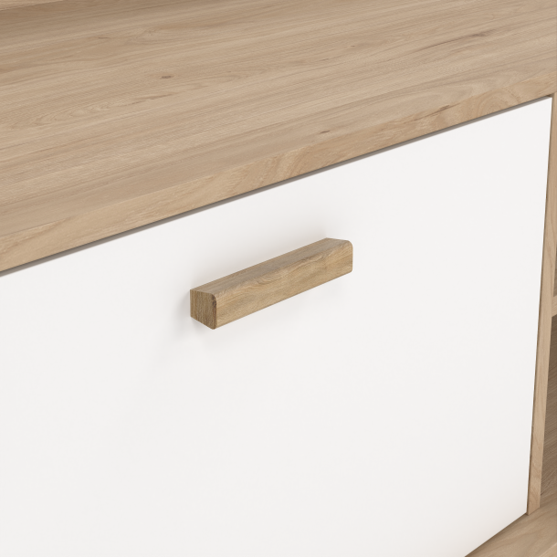 Estate TV bord i hvid egelook 182 cm med 2 skuffer og 1 lge