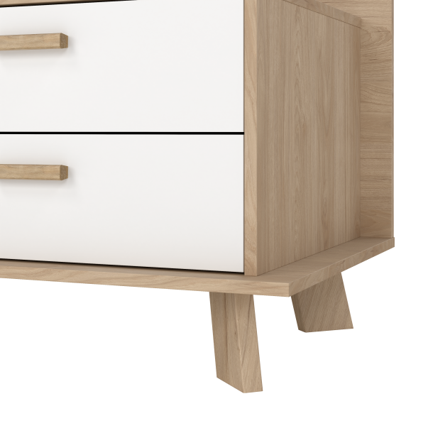 Estate TV bord i hvid egelook 182 cm med 2 skuffer og 1 lge