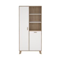 Estate vitrineskab i hvid egelook 188 x 89 cm med justerbare hylder 