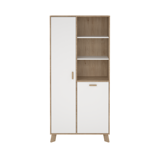 Estate vitrineskab i hvid egelook 188 x 89 cm med justerbare hylder 