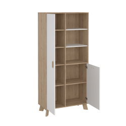 Estate vitrineskab i hvid egelook 188 x 89 cm med justerbare hylder 