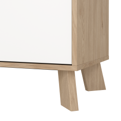 Estate vitrineskab i hvid egelook 188 x 89 cm med justerbare hylder 