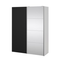 Trend 200 cm hjt graderobeskab,med 2 skydedre, matsort med spejl 150 cm bredt 