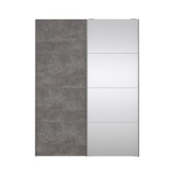 Trend 200 cm hjt graderobeskab,med 2 skydedre, beton look med spejl 150 cm bredt 
