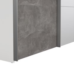 Trend 200 cm hjt graderobeskab,med 2 skydedre, beton look med spejl 150 cm bredt 