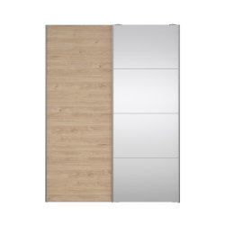 Trend 200 cm hjt graderobeskab,med 2 skydedre, ege look med spejl 150 cm bredt 