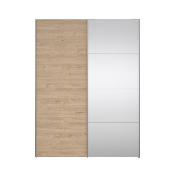 Trend 200 cm hjt graderobeskab,med 2 skydedre, ege look med spejl 150 cm bredt 