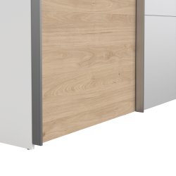 Trend 200 cm hjt graderobeskab,med 2 skydedre, ege look med spejl 150 cm bredt 
