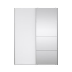 Trend 200 cm hjt graderobeskab med 2 skydedre, hvid hjglans med spejl 150 cm bredt 