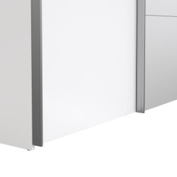 Trend 200 cm hjt graderobeskab med 2 skydedre, hvid hjglans med spejl 150 cm bredt 