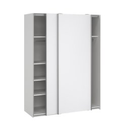 Trend 200 cm hjt, hvidt hjglans garderobeskab 150 cm bredt med 2 skydedre 
