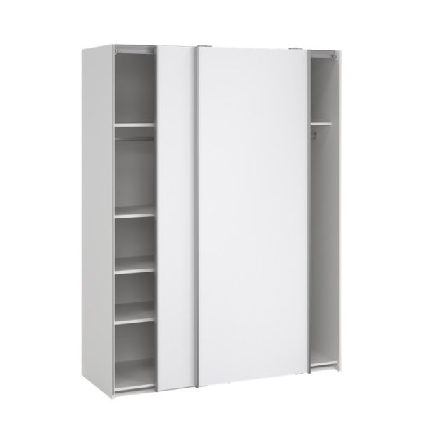 Trend 200 cm hjt, hvidt hjglans garderobeskab 150 cm bredt med 2 skydedre 
