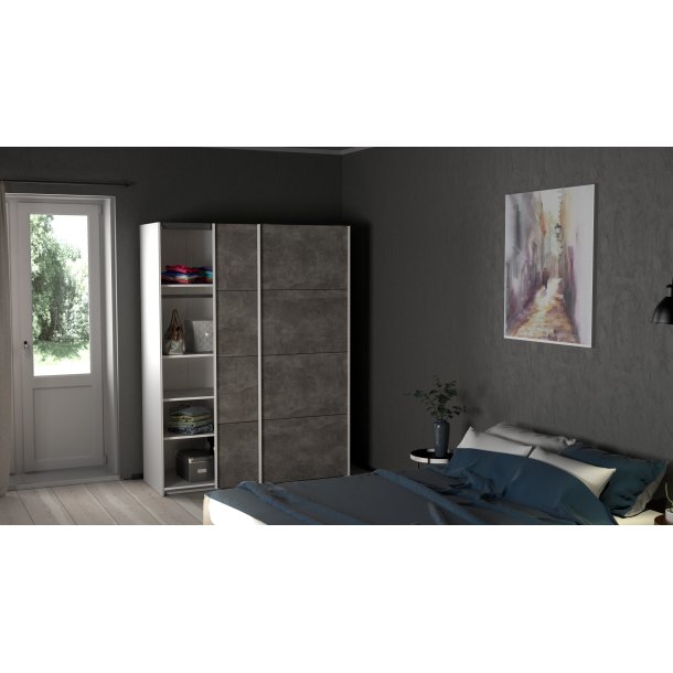 Trend 200 cm hjt, egelook/hvid 150 cm bredt med 2 skydedre 