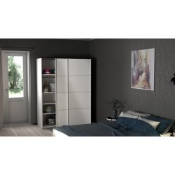Trend 200 cm hjt, hvidt hjglans garderobeskab 150 cm bredt med 2 skydedre 