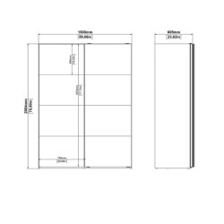 Trend 200 cm hjt, hvidt hjglans garderobeskab 150 cm bredt med 2 skydedre 