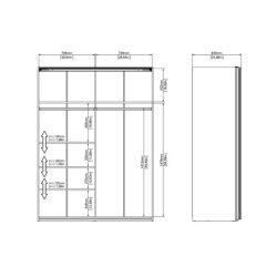 Trend 200 cm hjt, hvidt hjglans garderobeskab 150 cm bredt med 2 skydedre 