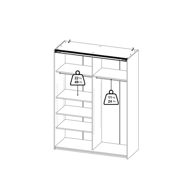 Trend 200 cm hjt, mat sort 150 cm bredt med 2 skydedre 