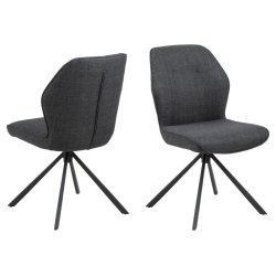 Freja spisebordsstol med drejefod i mrkegrt mbelstof