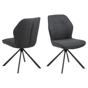 Freja spisebordsstol med drejefod i mrkegrt mbelstof